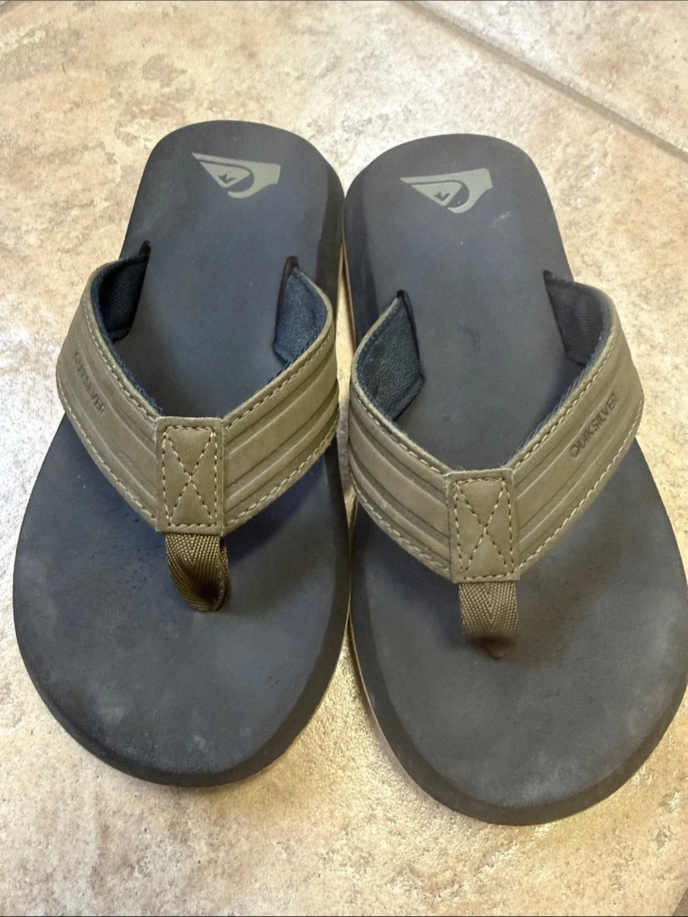 Quiksilver Kids Olive Brown and Charcoal Flip Flop Sandals